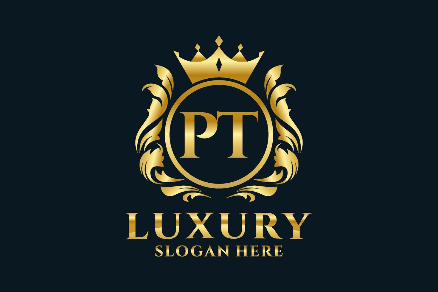 Initial PT Letter Royal Luxury Logo template in vector art for luxurious branding projects and other vector illustration.