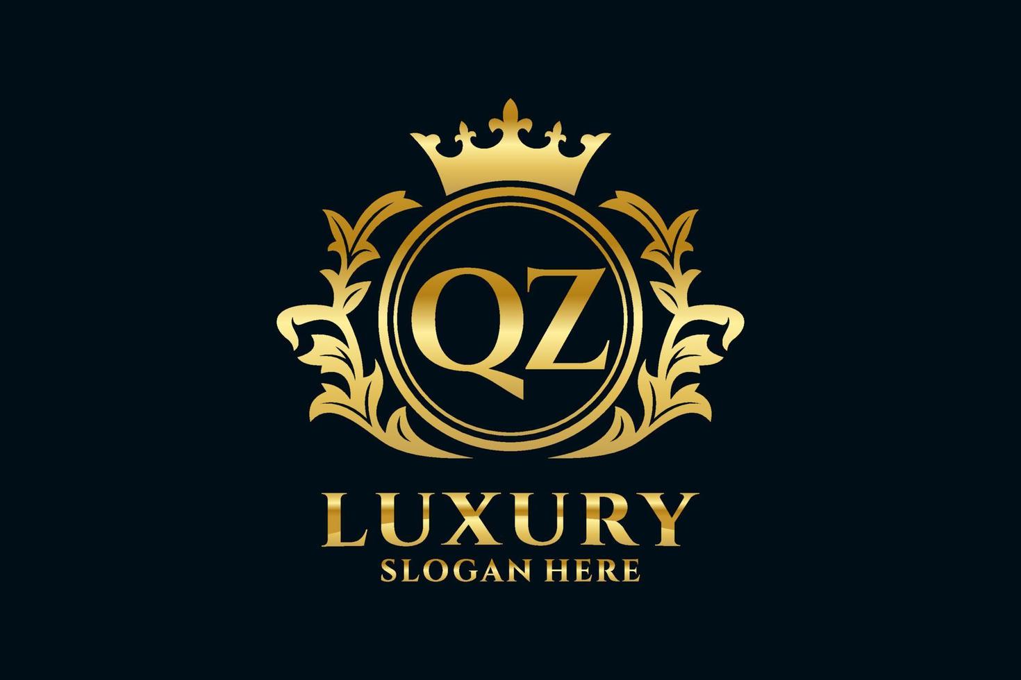 Initial QZ Letter Royal Luxury Logo template in vector art for luxurious branding projects and other vector illustration.