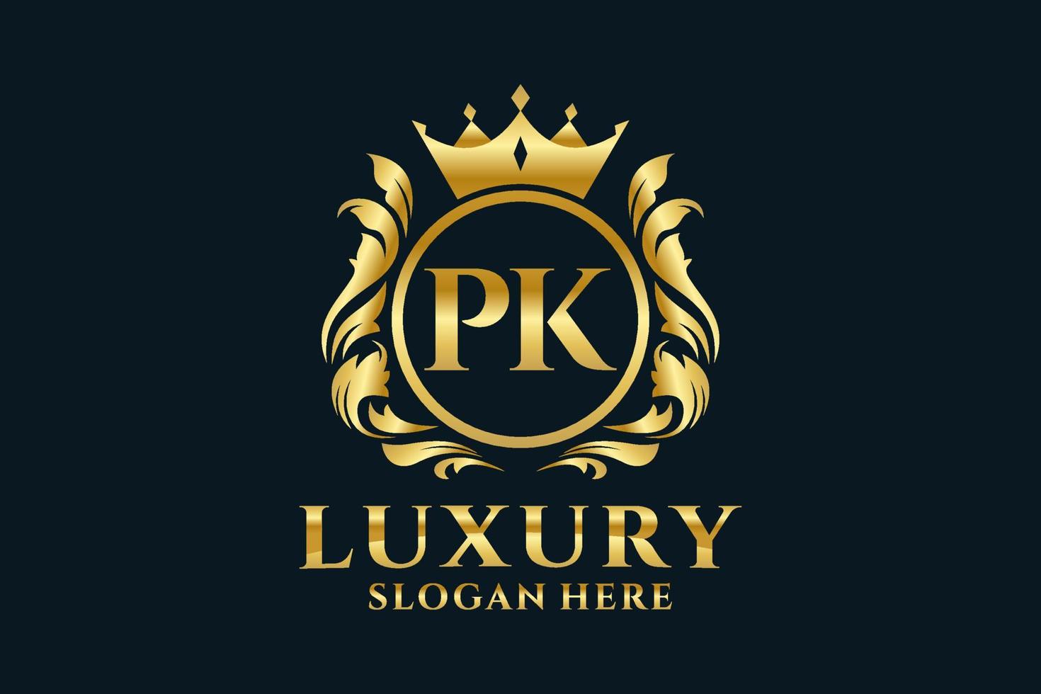 Initial PK Letter Royal Luxury Logo template in vector art for luxurious branding projects and other vector illustration.