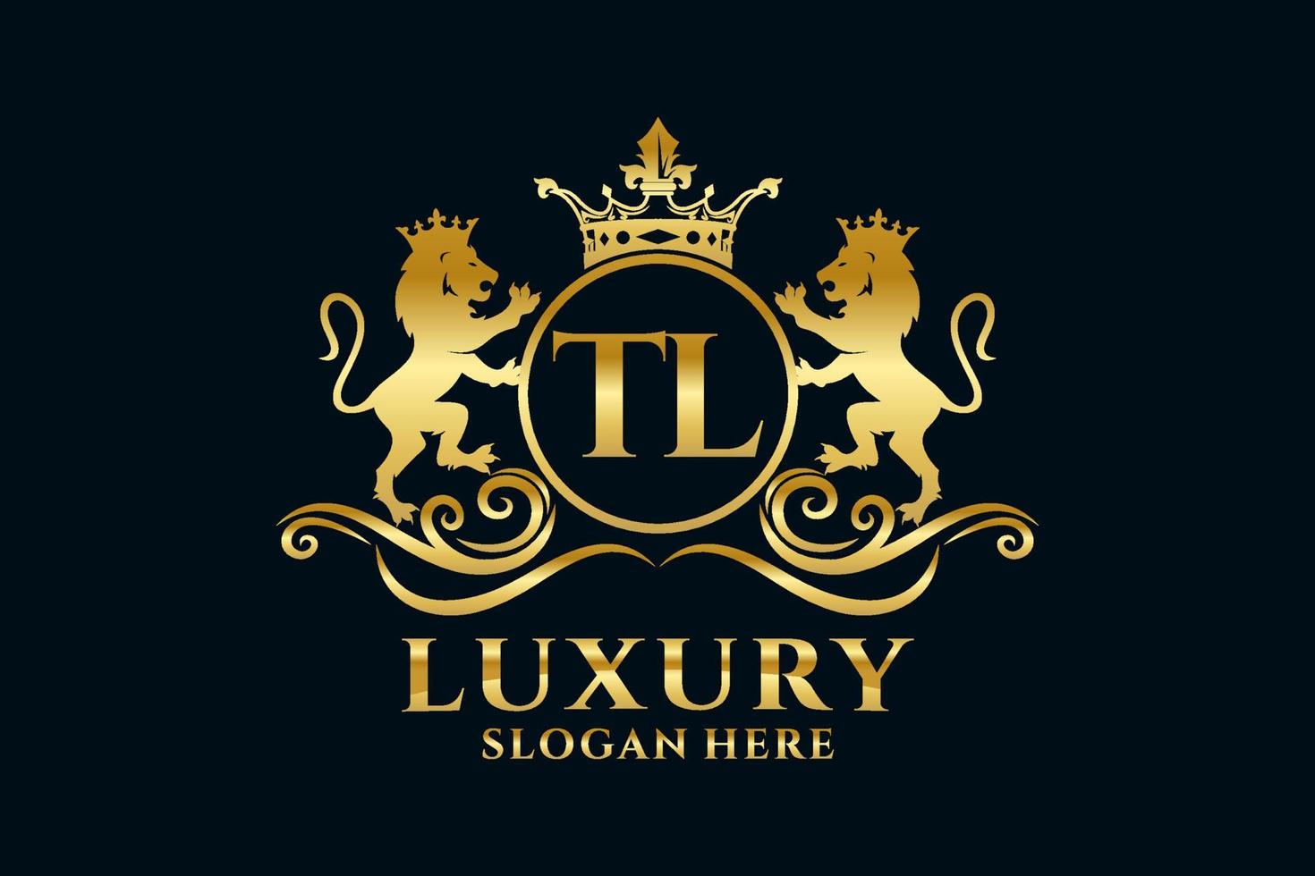 Initial TL Letter Lion Royal Luxury Logo template in vector art for luxurious branding projects and other vector illustration.