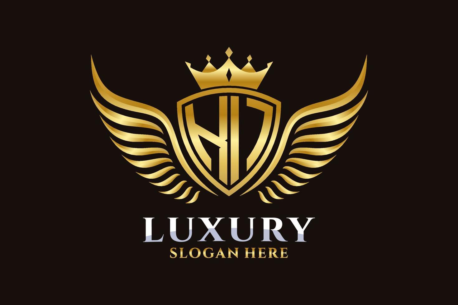 Luxury royal wing Letter KI crest Gold color Logo vector, Victory logo, crest logo, wing logo, vector logo template.