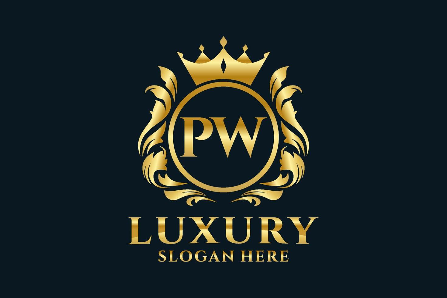 Initial PW Letter Royal Luxury Logo template in vector art for luxurious branding projects and other vector illustration.