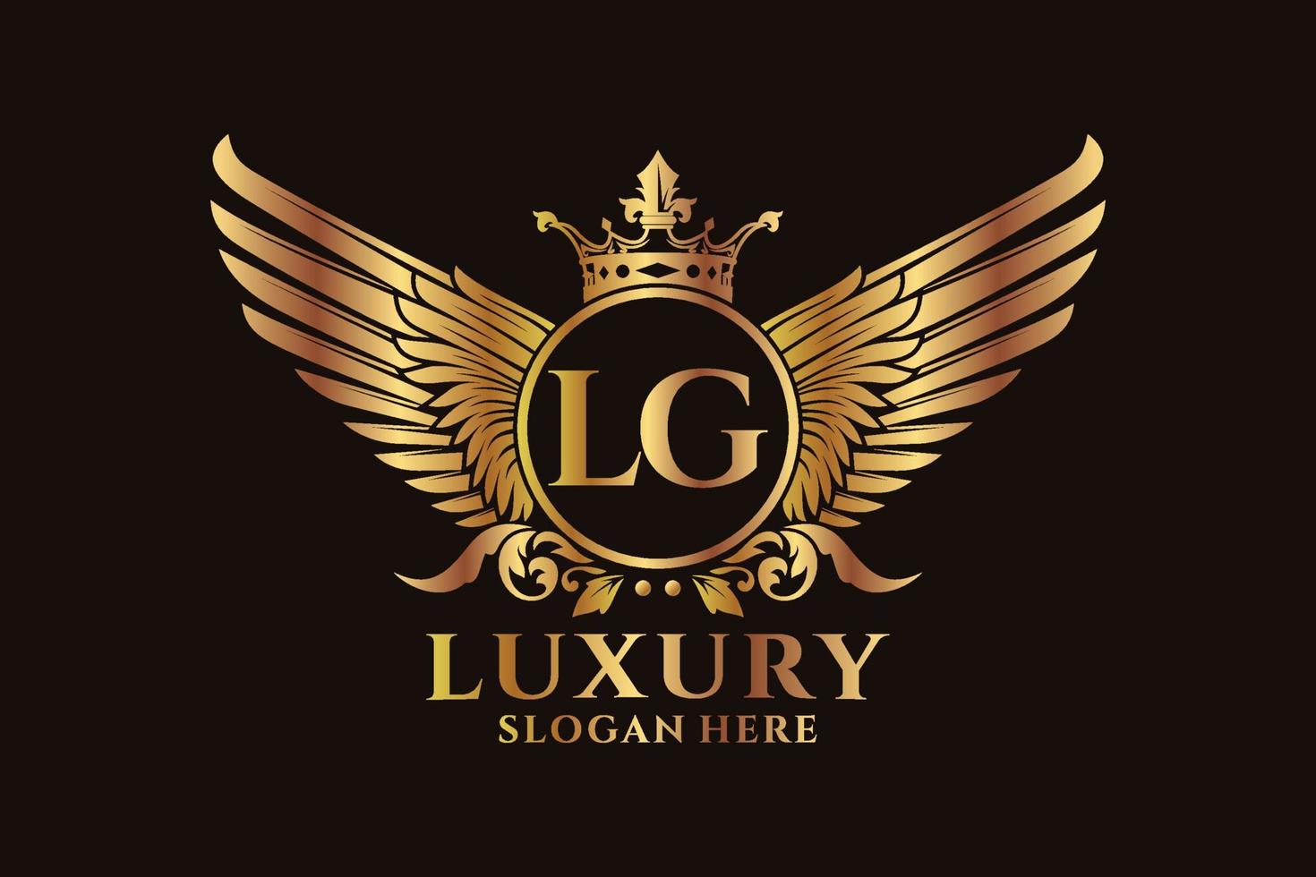 Luxury royal wing Letter LG crest Gold color Logo vector, Victory logo, crest logo, wing logo, vector logo template.