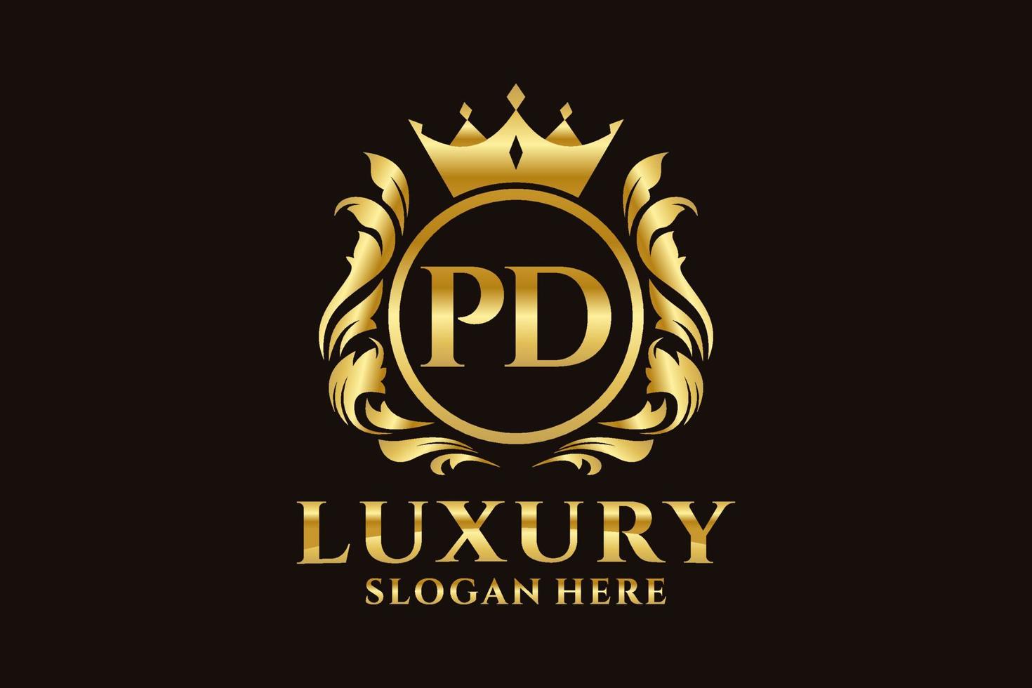 Initial PD Letter Royal Luxury Logo template in vector art for luxurious branding projects and other vector illustration.