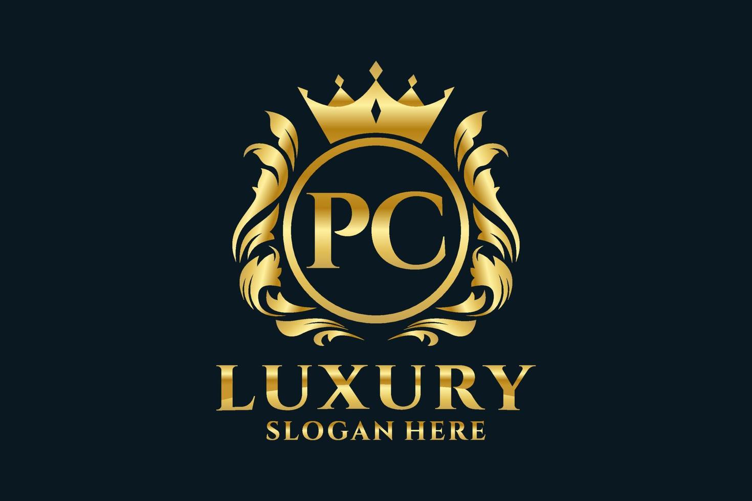 Initial PC Letter Royal Luxury Logo template in vector art for luxurious branding projects and other vector illustration.