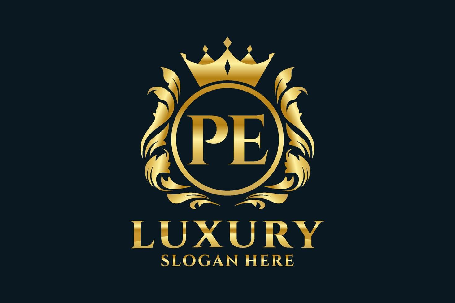 Initial PE Letter Royal Luxury Logo template in vector art for luxurious branding projects and other vector illustration.