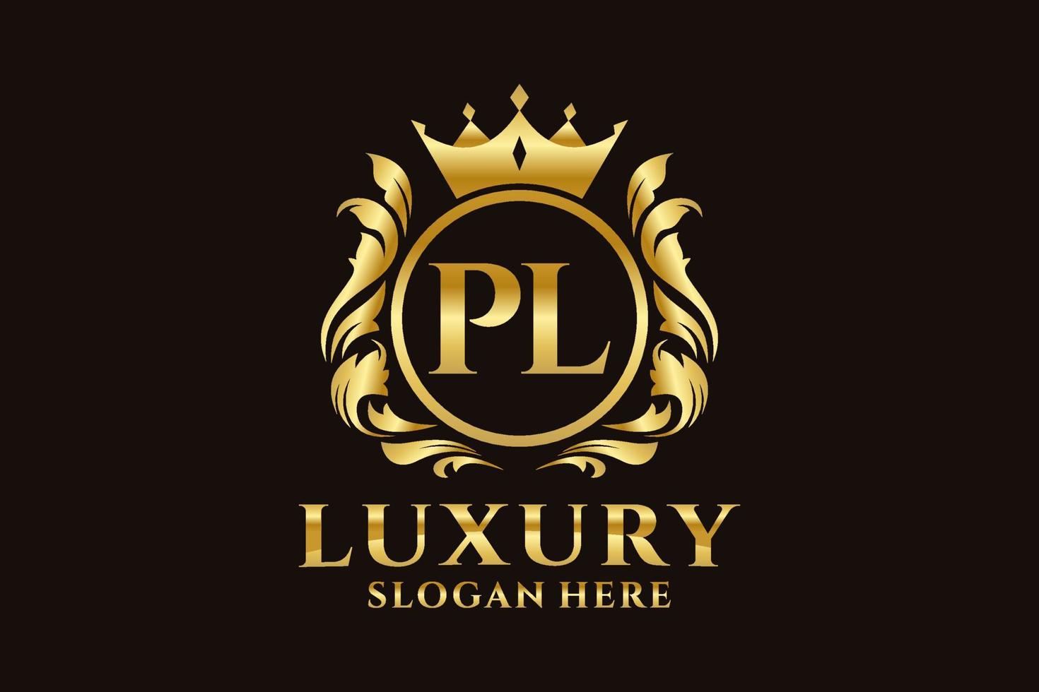Initial PL Letter Royal Luxury Logo template in vector art for luxurious branding projects and other vector illustration.