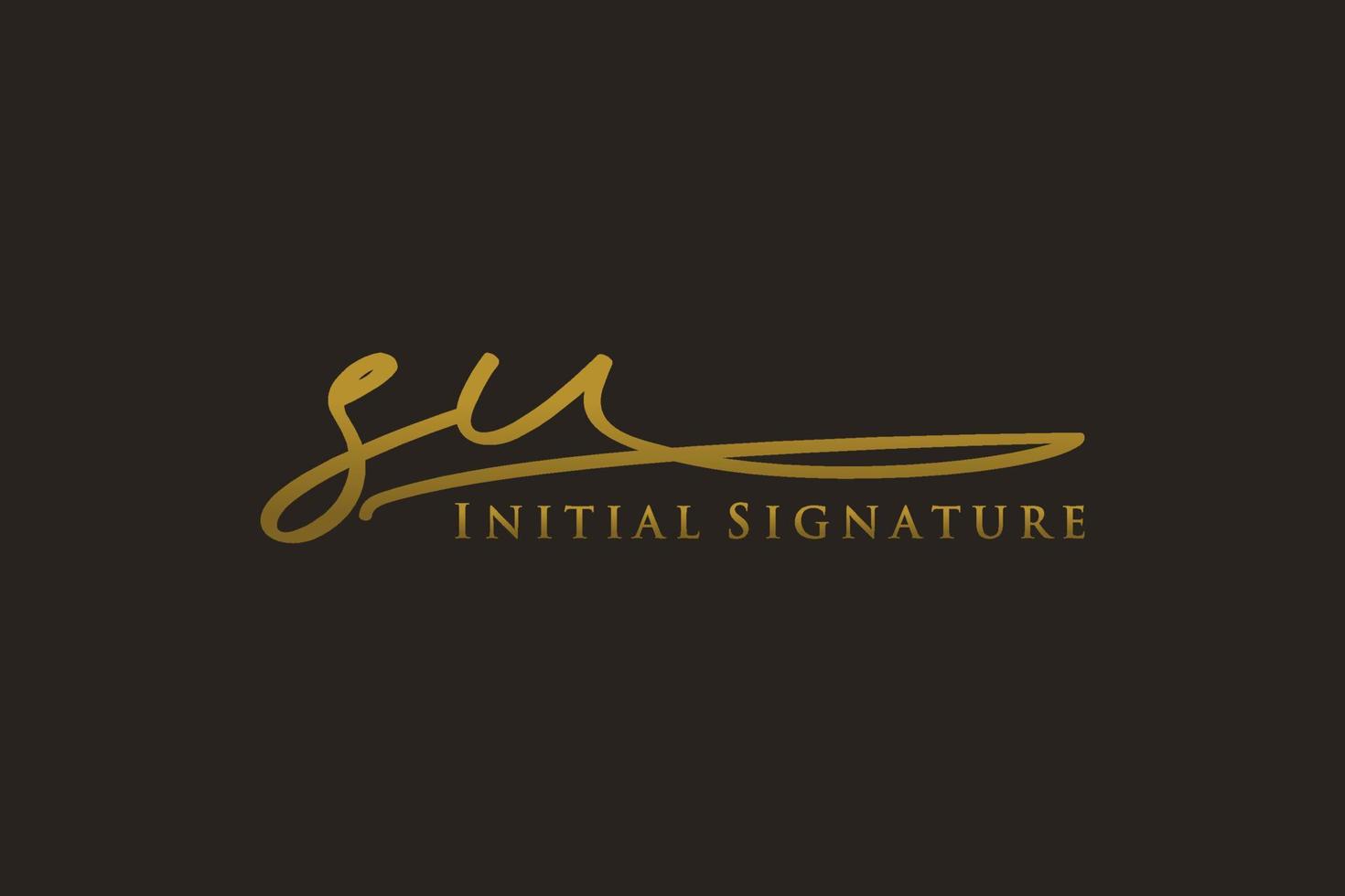 Initial SU Letter Signature Logo Template elegant design logo. Hand drawn Calligraphy lettering Vector illustration.