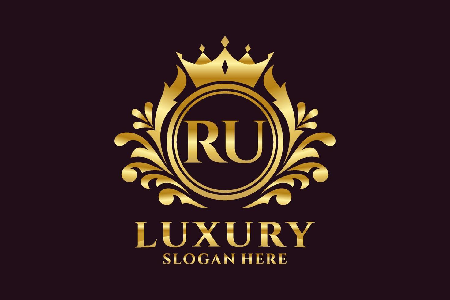 Initial RU Letter Royal Luxury Logo template in vector art for luxurious branding projects and other vector illustration.