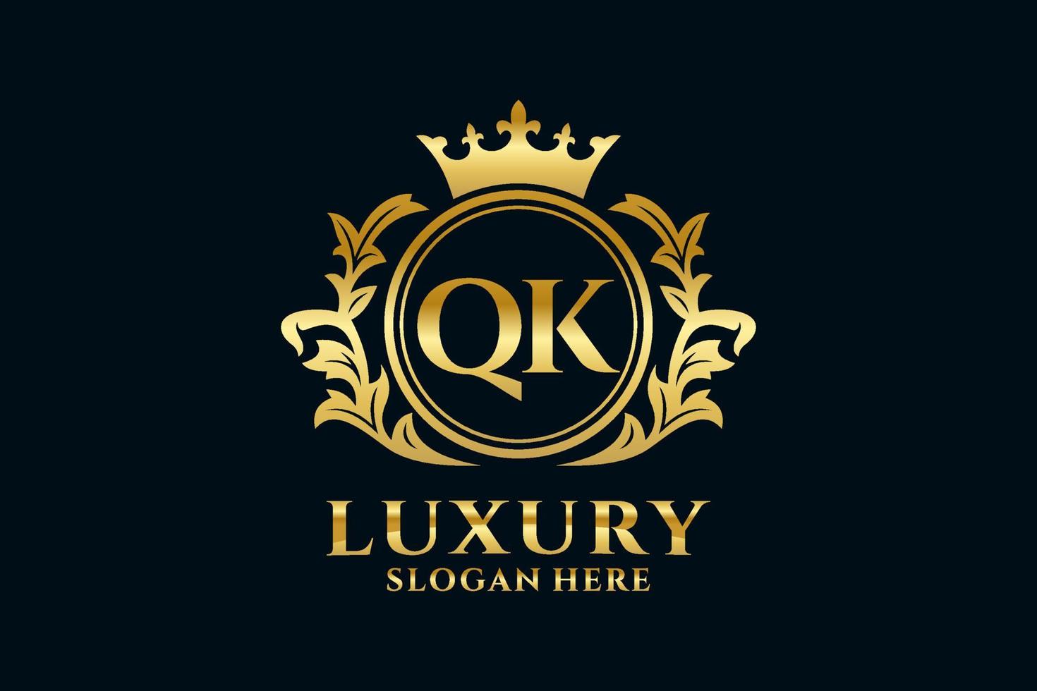 Initial QK Letter Royal Luxury Logo template in vector art for luxurious branding projects and other vector illustration.