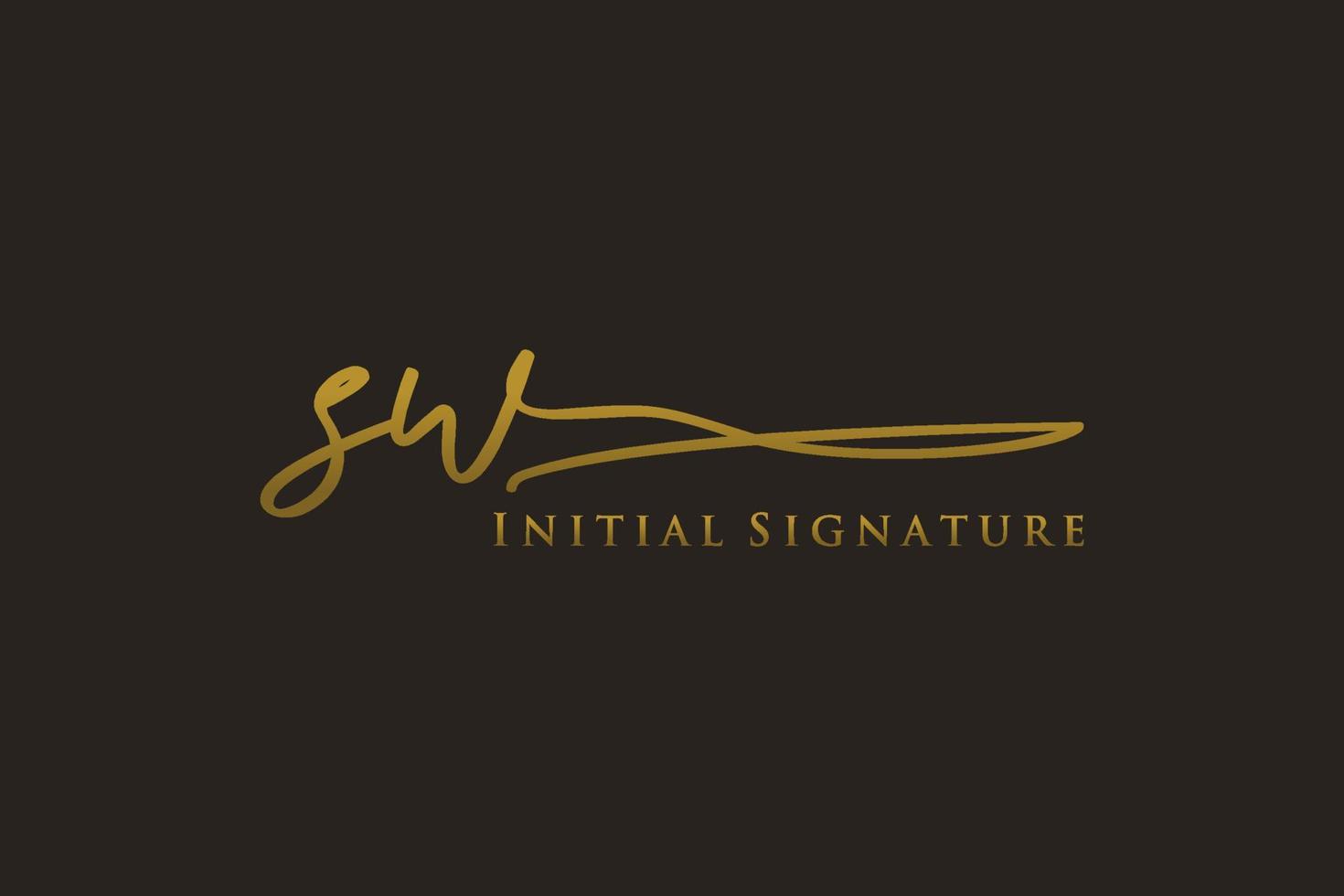 Initial SW Letter Signature Logo Template elegant design logo. Hand drawn Calligraphy lettering Vector illustration.