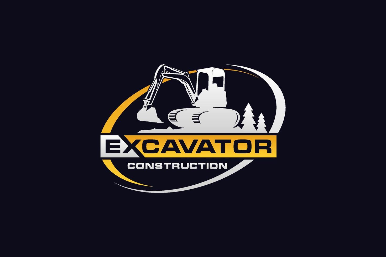 Excavator logo template vector. Heavy equipment logo vector for construction company. Creative excavator illustration for logo template.