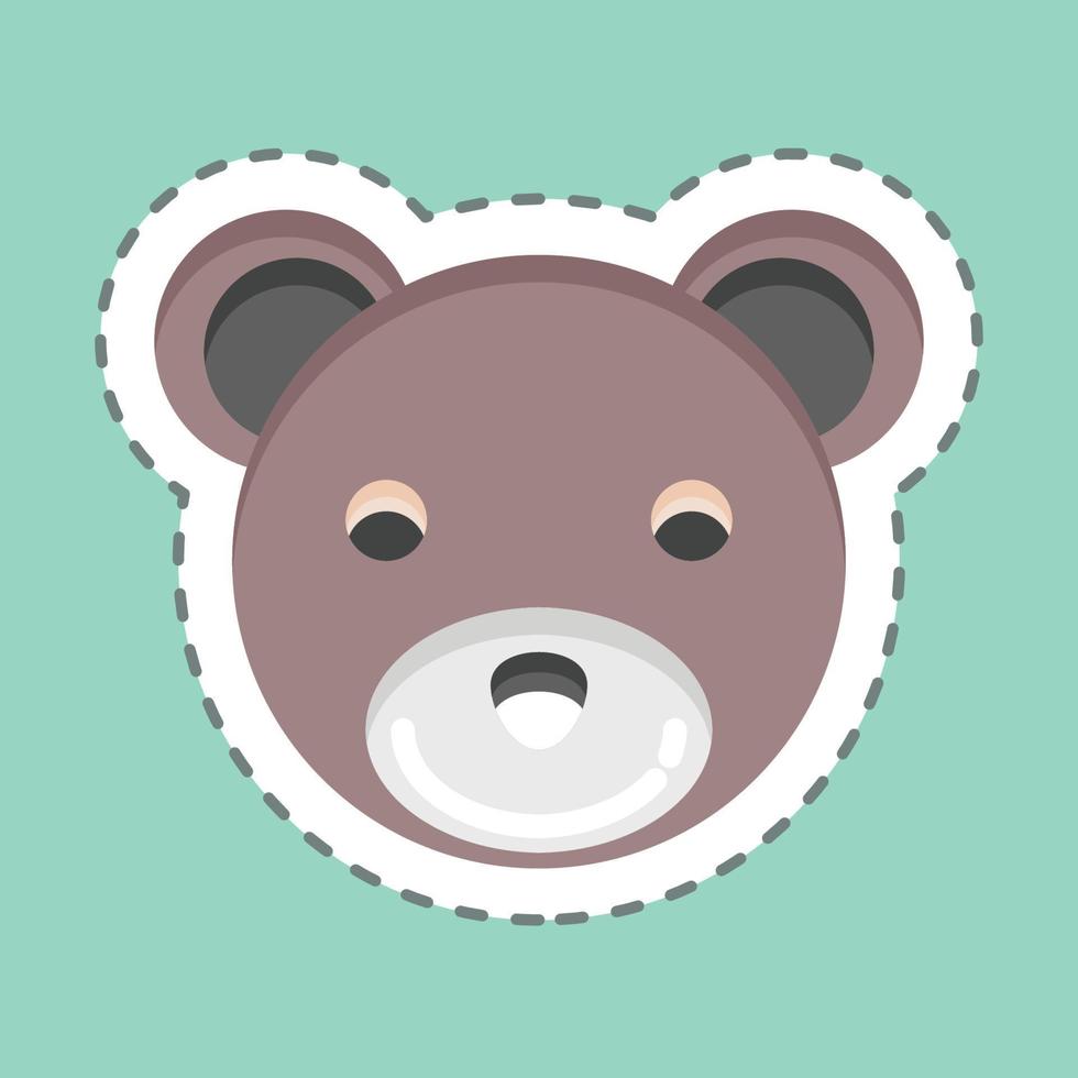 Sticker line cut Bear. related to Animal Head symbol. simple design editable. simple illustration. cute. education vector