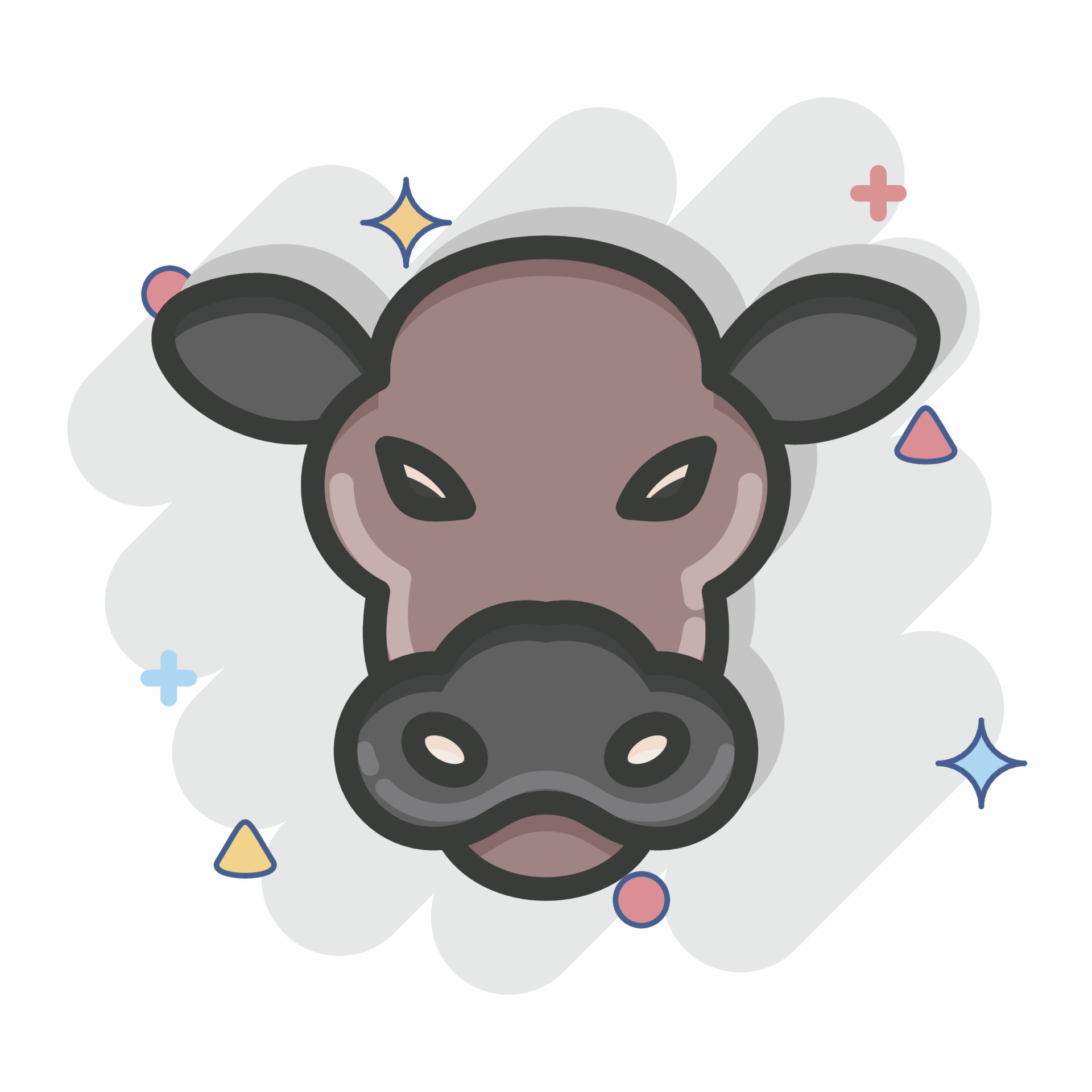 Icon Cow. related to Animal Head symbol. Comic Style. simple ...