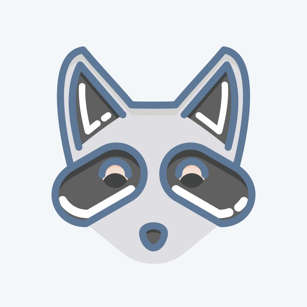 Icon Racoon. related to Animal Head symbol. doodle style. simple design editable. simple illustration. cute. education vector