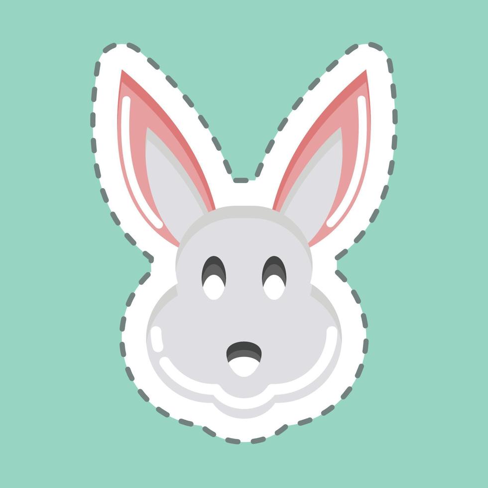 Sticker line cut Rabbit. related to Animal Head symbol. simple design editable. simple illustration. cute. education vector