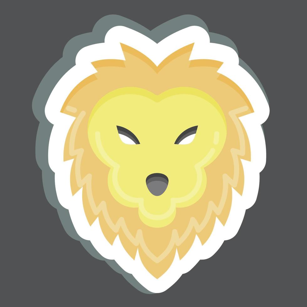 Sticker Lion. related to Animal Head symbol. simple design editable. simple illustration. cute. education vector