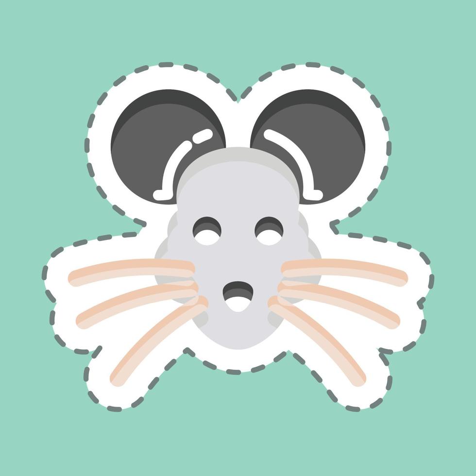 Sticker line cut Rat. related to Animal Head symbol. simple design editable. simple illustration. cute. education vector