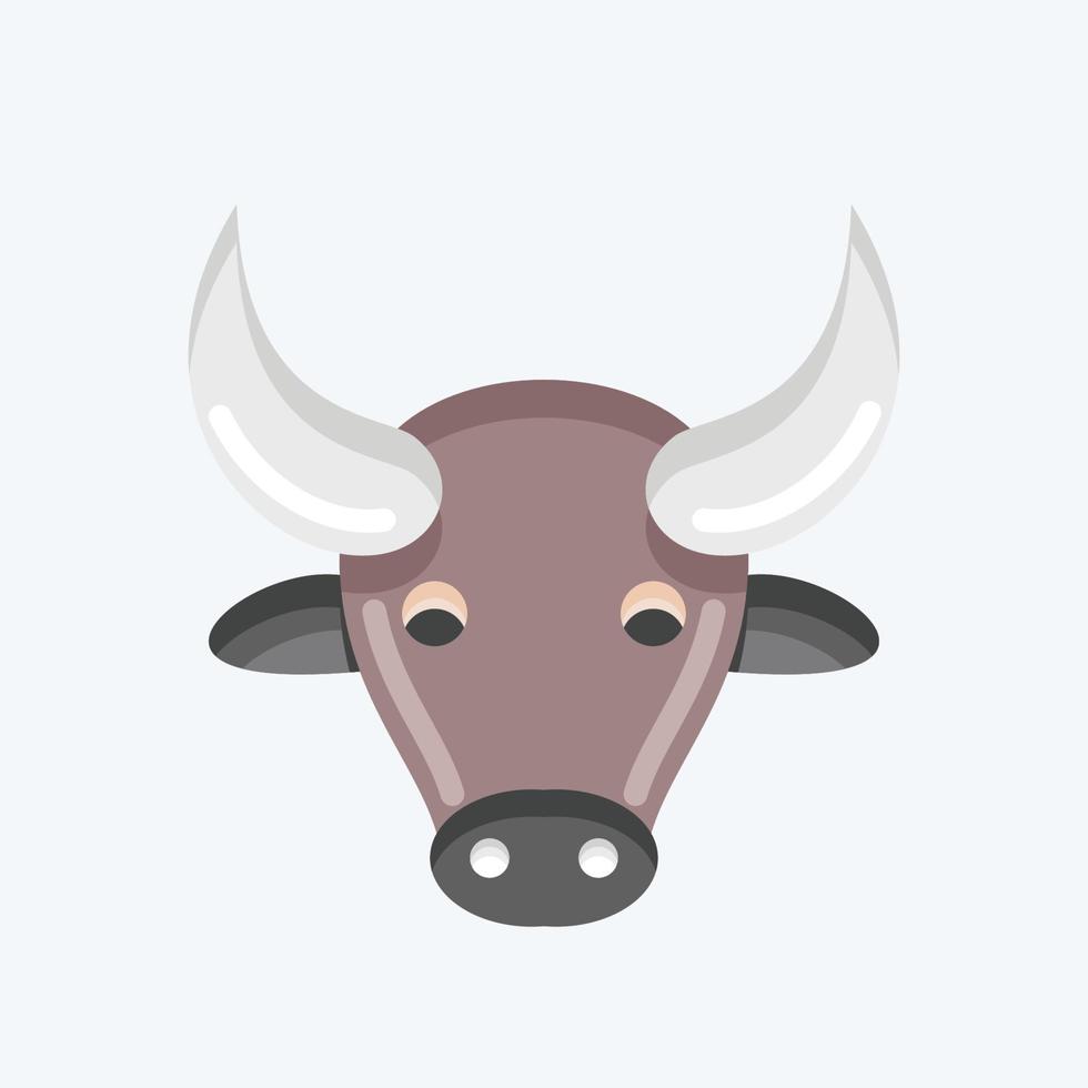 Icon Buffalo. related to Animal Head symbol. flat style. simple design editable. simple illustration. cute. education vector