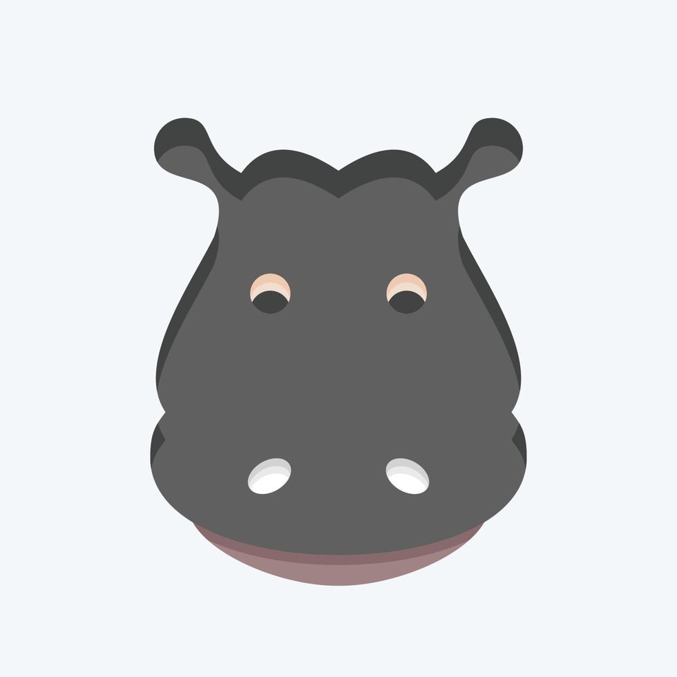 Icon Hippopotamus. related to Animal Head symbol. flat style. simple design editable. simple illustration. cute. education vector