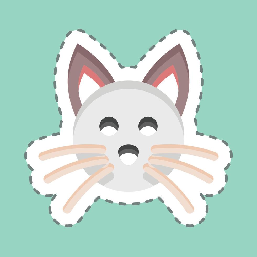 Sticker line cut Cat. related to Animal Head symbol. simple design editable. simple illustration. cute. education vector