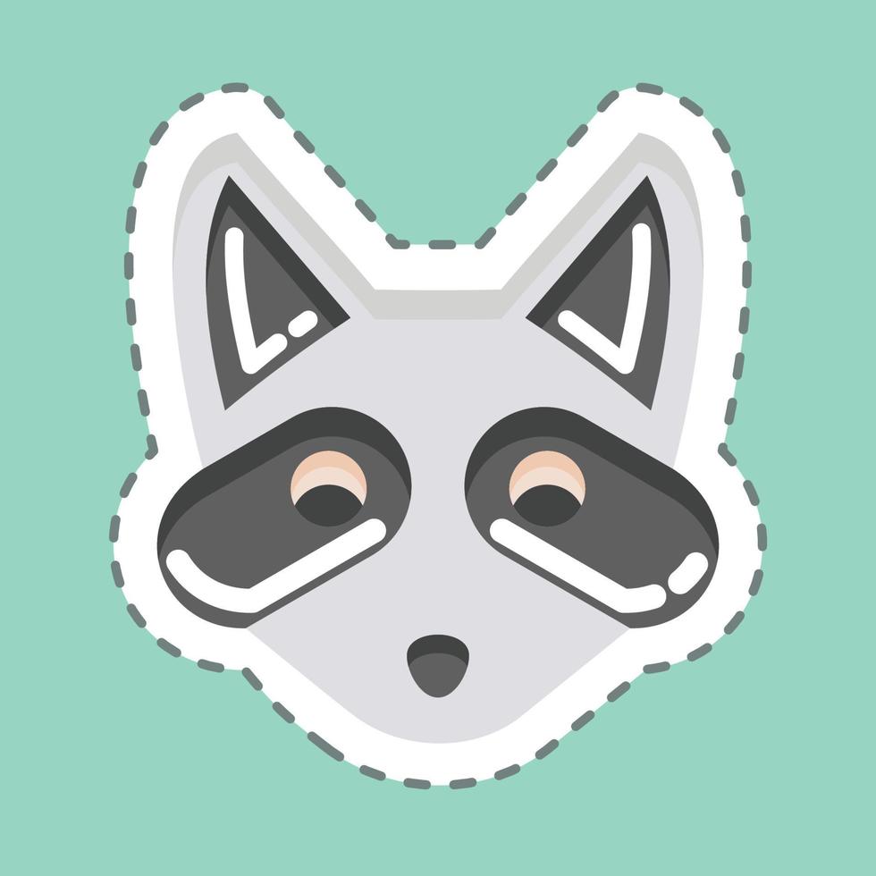 Sticker line cut Racoon. related to Animal Head symbol. simple design editable. simple illustration. cute. education vector