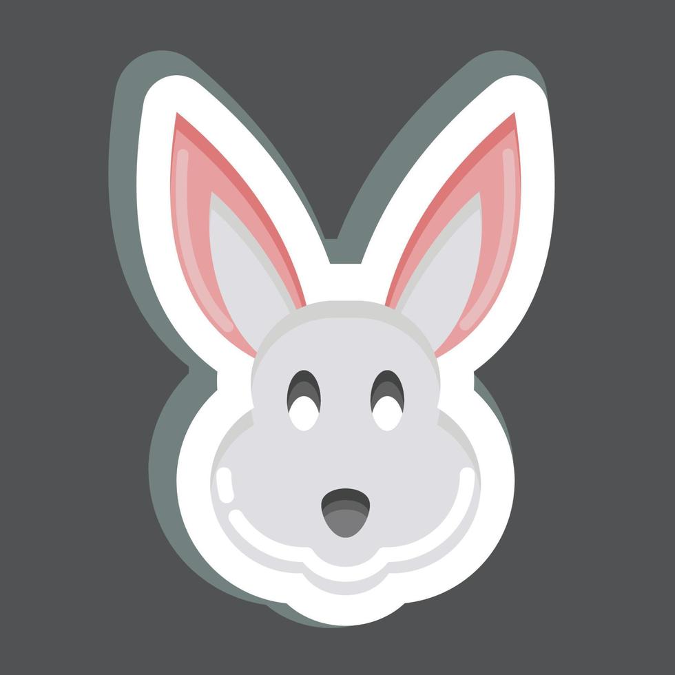 pegatina conejo. relacionado con el símbolo de la cabeza de un animal. diseño simple editable. ilustración sencilla. lindo. educación vector