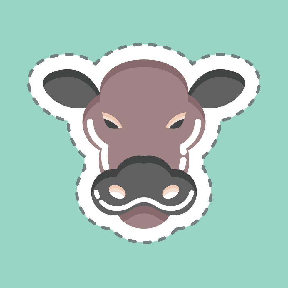 pegatina línea cortada vaca. relacionado con el símbolo de la cabeza de un animal. diseño simple editable. ilustración sencilla. lindo. educación vector