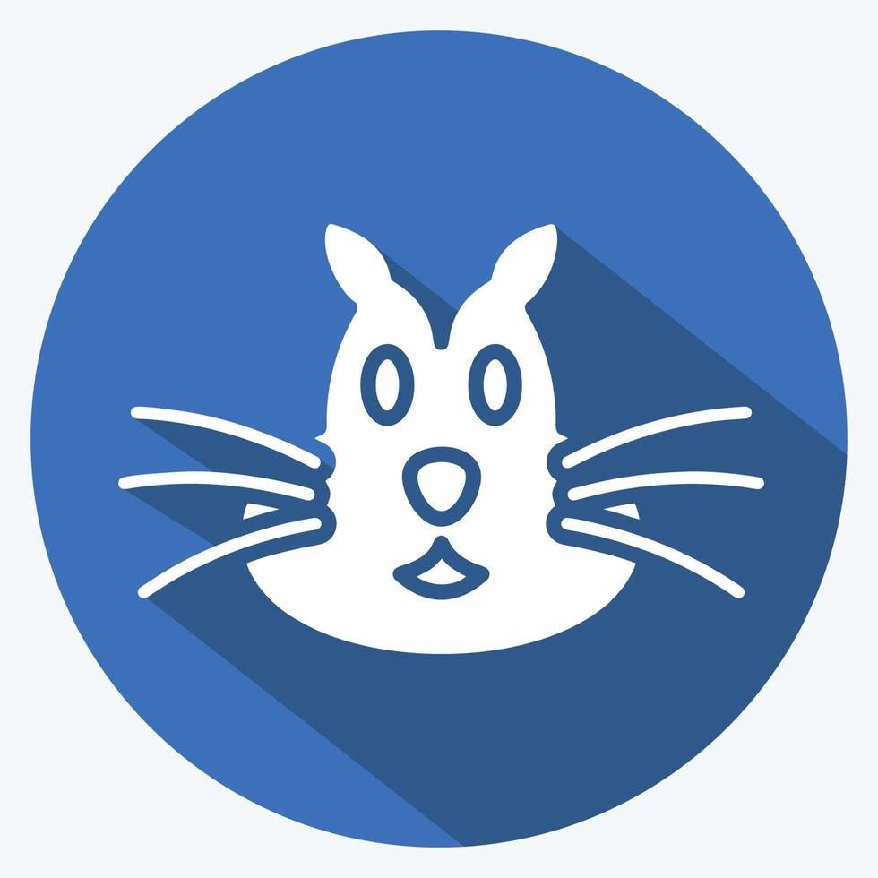 Icon Chipmunk. related to Animal Head symbol. long shadow style. simple design editable. simple illustration. cute. education vector