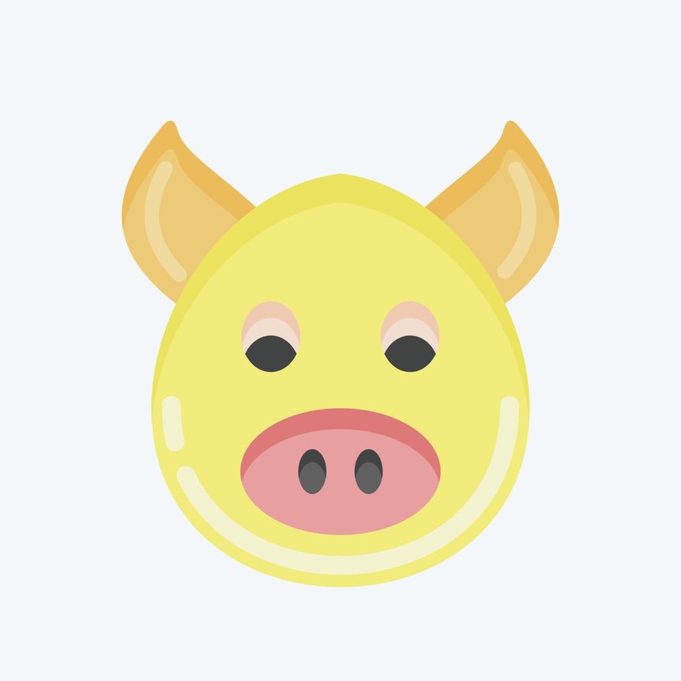 Icon Pig. related to Animal Head symbol. flat style. simple design editable. simple illustration. cute. education vector