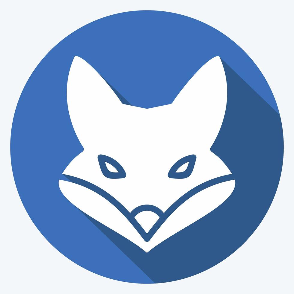 Icon Fox. related to Animal Head symbol. long shadow style. simple design editable. simple illustration. cute. education vector