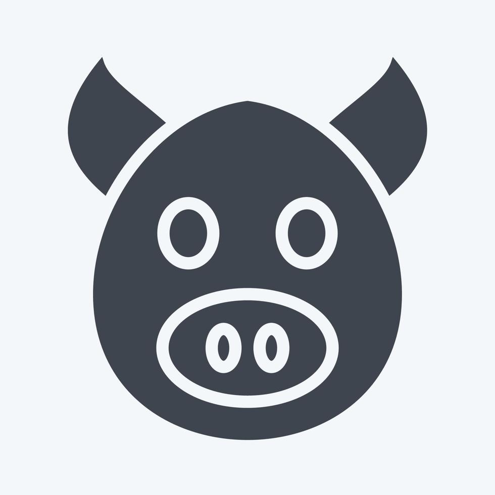 Icon Pig. related to Animal Head symbol. glyph style. simple design editable. simple illustration. cute. education vector