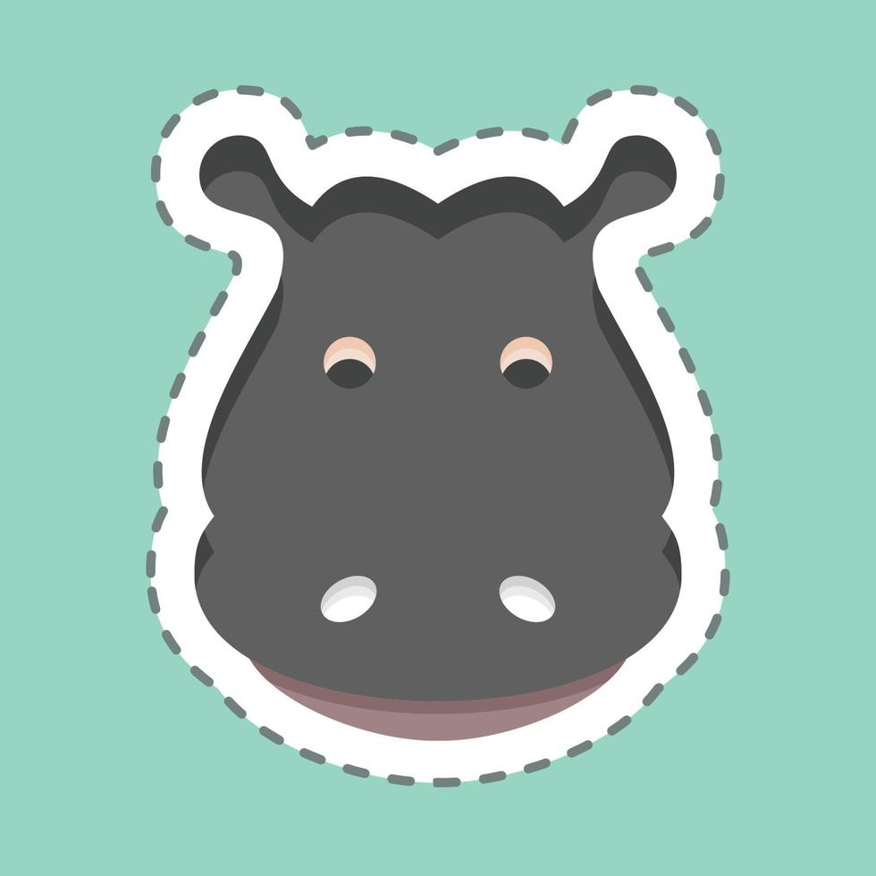 Sticker line cut Hippopotamus. related to Animal Head symbol. simple design editable. simple illustration. cute. education vector