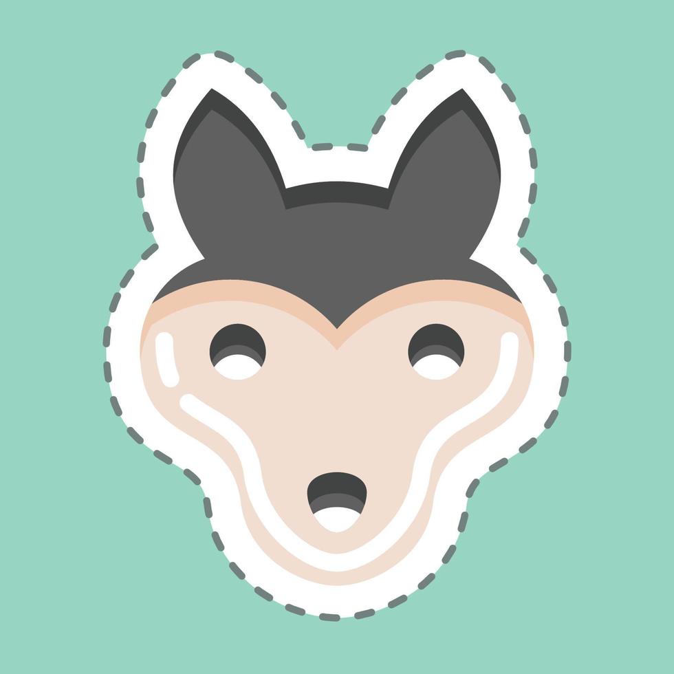 Sticker line cut Wolf. related to Animal Head symbol. simple design editable. simple illustration. cute. education vector