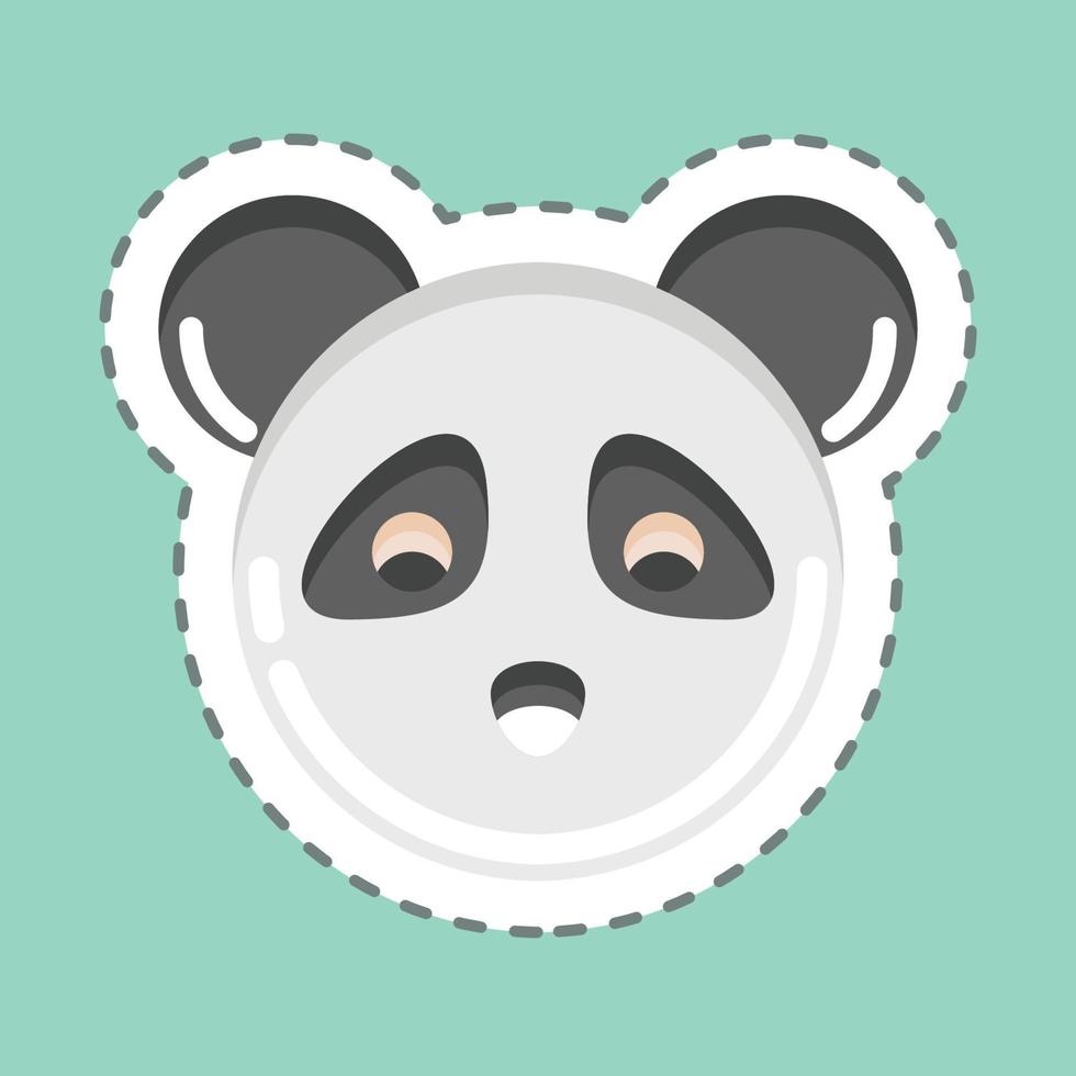 Sticker line cut Panda. related to Animal Head symbol. simple design editable. simple illustration. cute. education vector