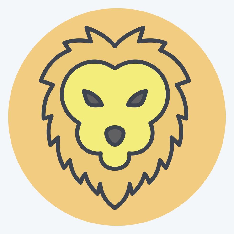 Icon Lion. related to Animal Head symbol. color mate style. simple design editable. simple illustration. cute. education vector