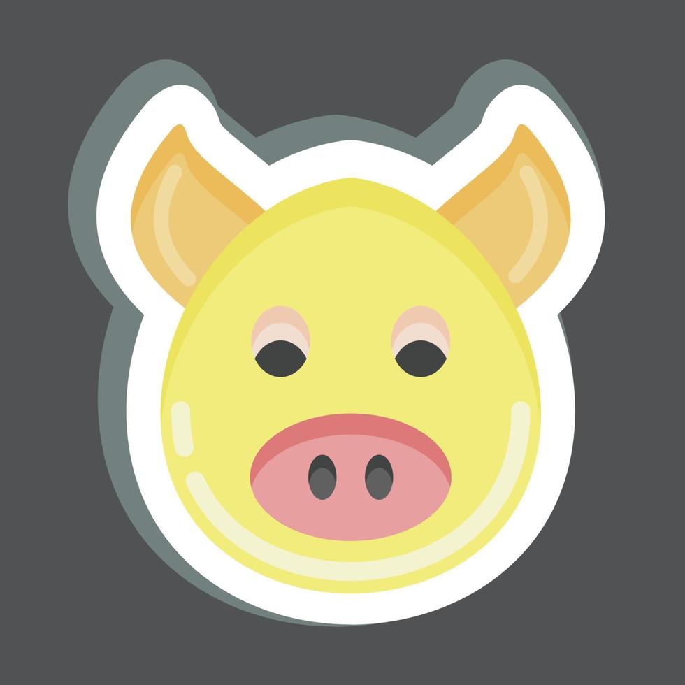 Sticker Pig. related to Animal Head symbol. simple design editable. simple illustration. cute. education vector