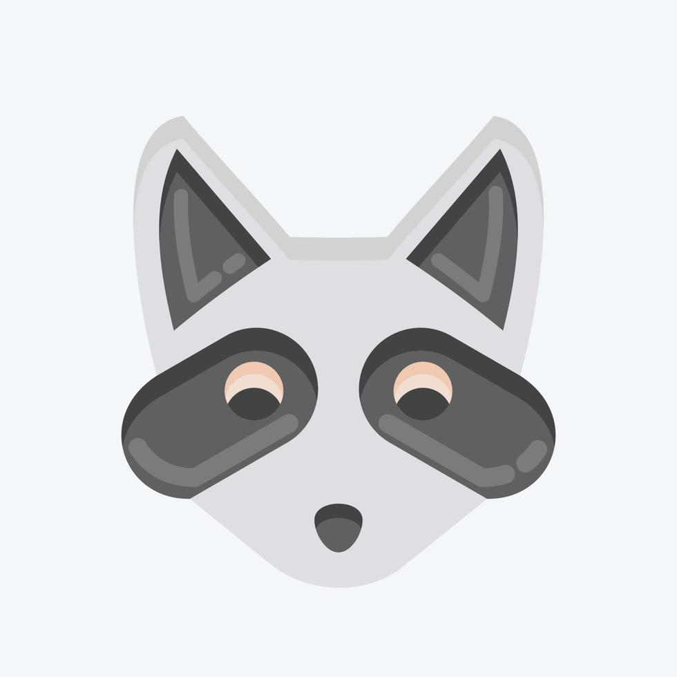 Icon Racoon. related to Animal Head symbol. flat style. simple design editable. simple illustration. cute. education vector