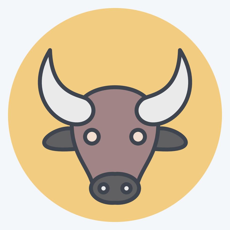 búfalo icono. relacionado con el símbolo de la cabeza de un animal. estilo compañero de color. diseño simple editable. ilustración sencilla. lindo. educación vector