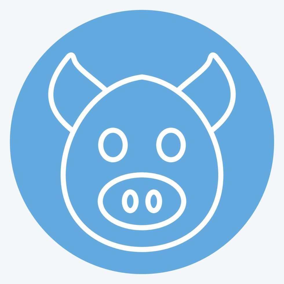 Icon Pig. related to Animal Head symbol. blue eyes style. simple design editable. simple illustration. cute. education vector