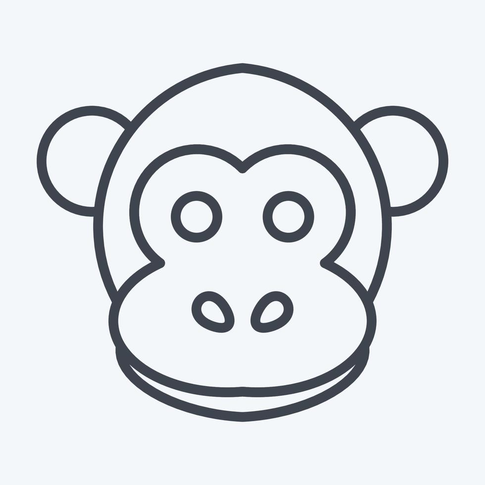 Icon Monkey. related to Animal Head symbol. line style. simple design editable. simple illustration. cute. education vector