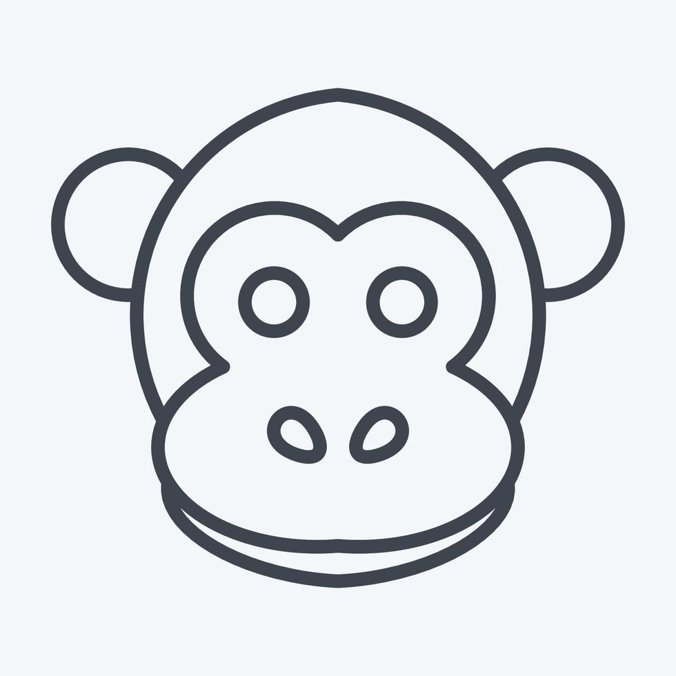 Icon Monkey. related to Animal Head symbol. line style. simple design editable. simple illustration. cute. education vector