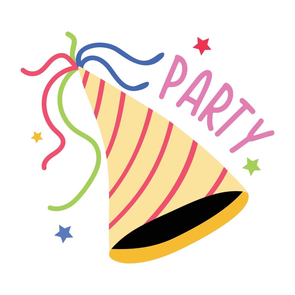 A customizable flat sticker of party popper vector