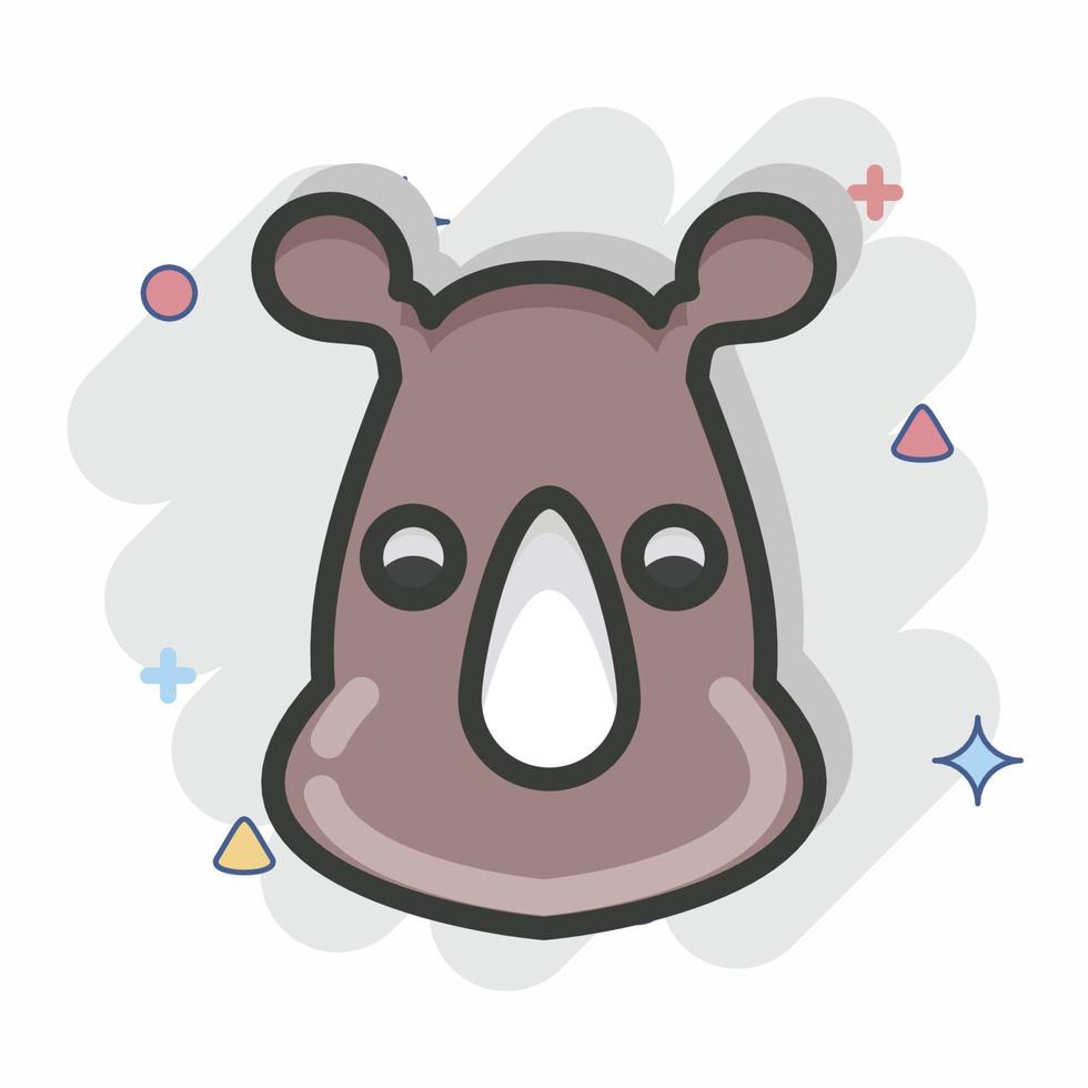 Icon Rhino. related to Animal Head symbol. Comic Style. simple design editable. simple illustration. cute. education vector