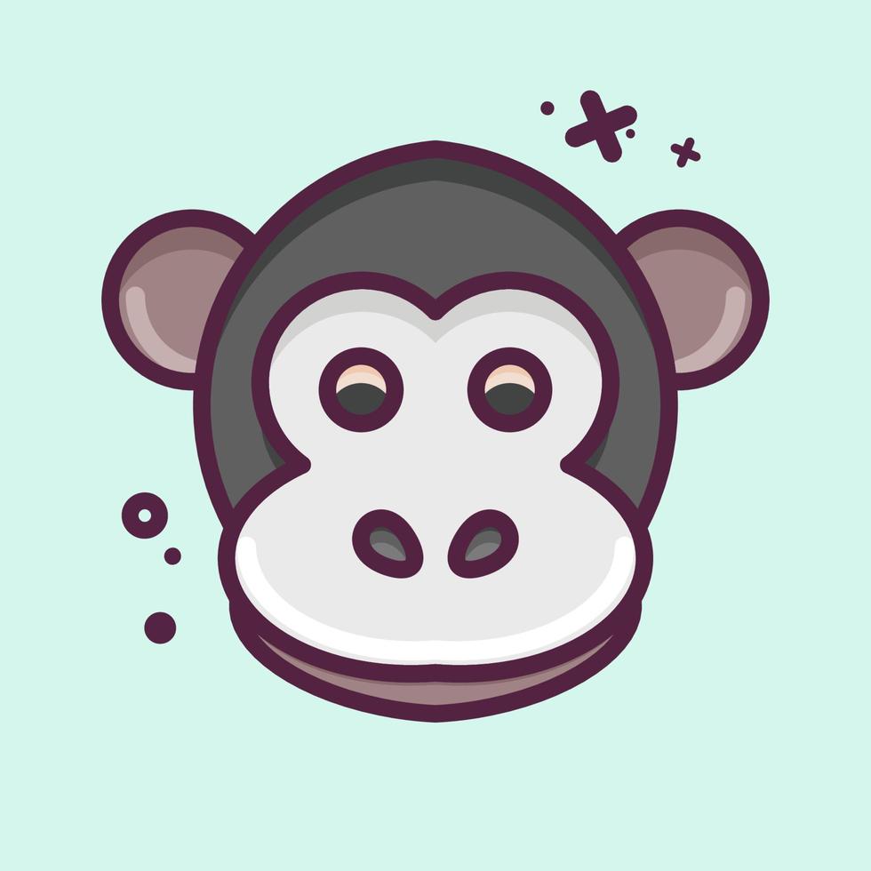 Icon Monkey. related to Animal Head symbol. MBE style. simple design editable. simple illustration. cute. education vector