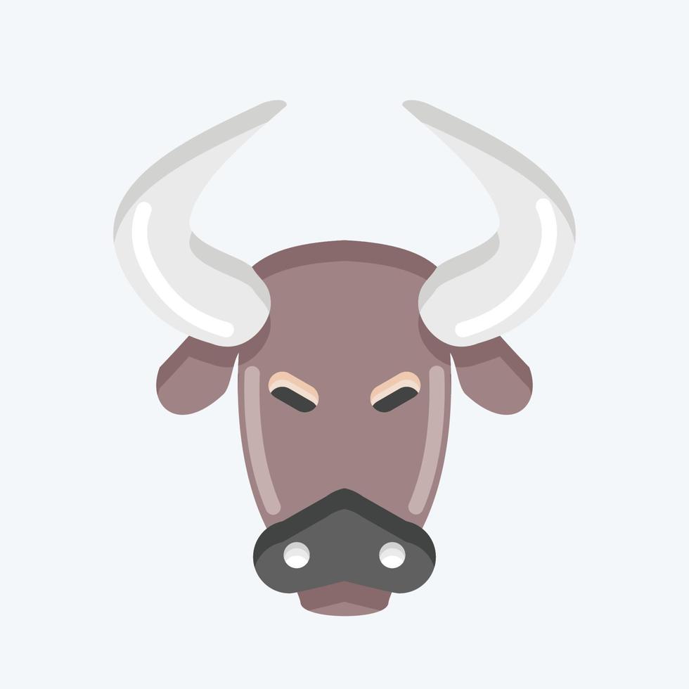 Icon Bison. related to Animal Head symbol. flat style. simple design editable. simple illustration. cute. education vector