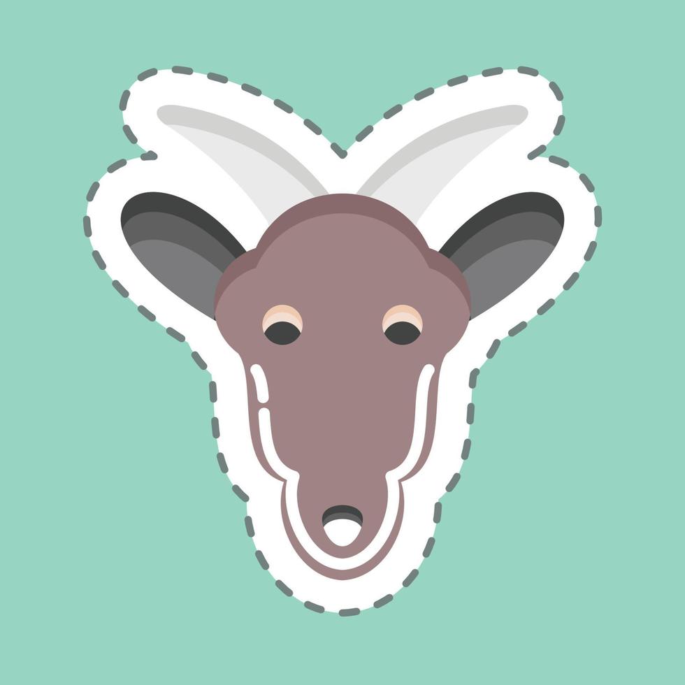 pegatina línea cortada cabra. relacionado con el símbolo de la cabeza de un animal. diseño simple editable. ilustración sencilla. lindo. educación vector