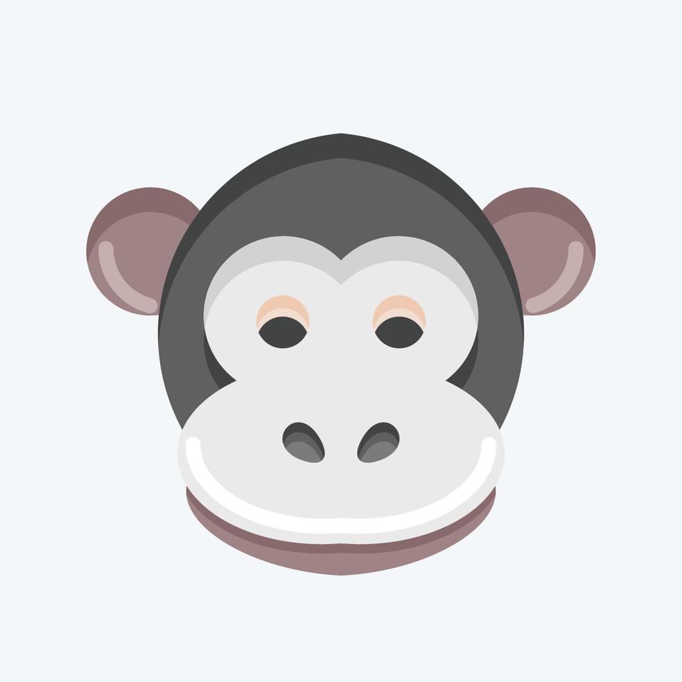 Icon Monkey. related to Animal Head symbol. flat style. simple design editable. simple illustration. cute. education vector