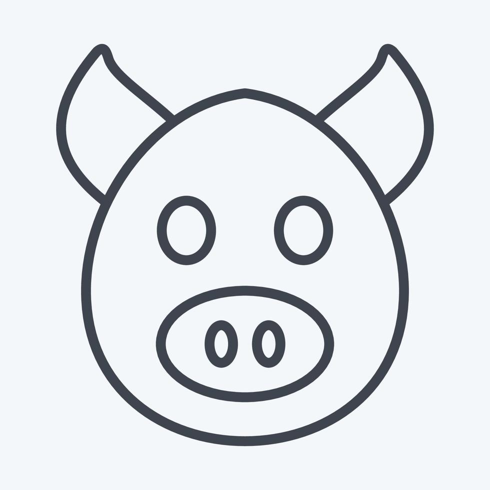 Icon Pig. related to Animal Head symbol. line style. simple design editable. simple illustration. cute. education vector