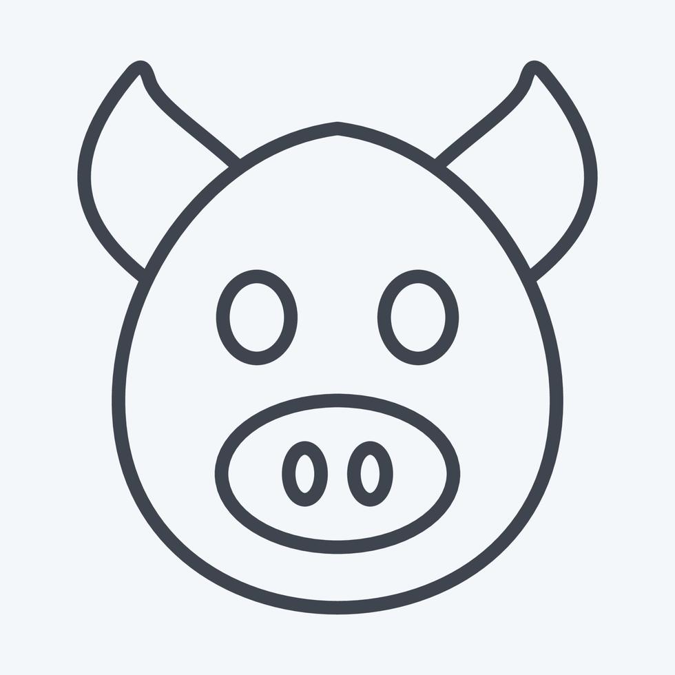 Icon Pig. related to Animal Head symbol. line style. simple design editable. simple illustration. cute. education vector